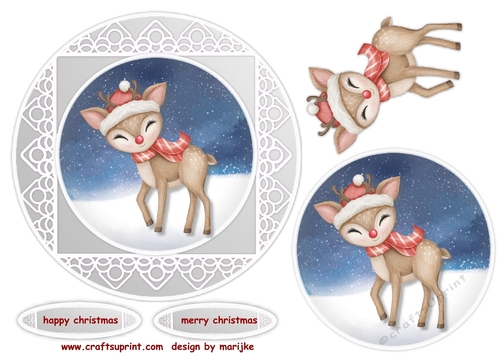Round Topper Christmas Reindeer