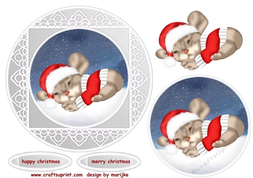 Round Topper Christmas   Baby Mouse
