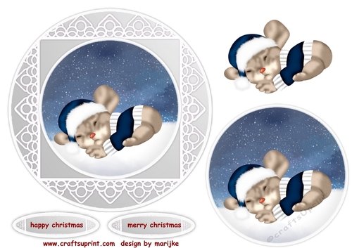 Round Topper Christmas   Baby Mouse Boy
