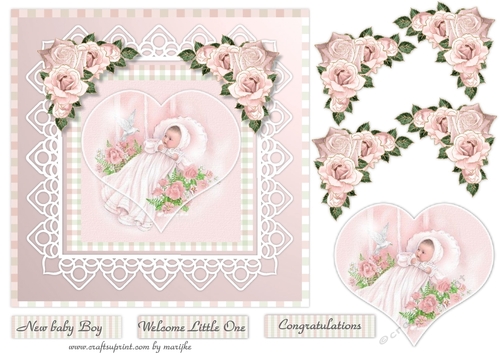 Vintage baby Girl  Quick card