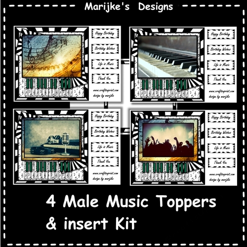 4 Male Music Toppers & Insert Kit