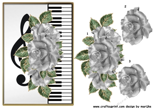 A5 Piano Silver Roses