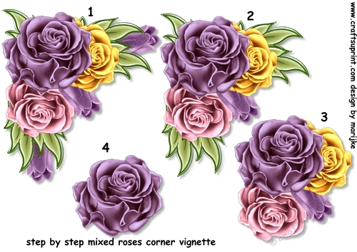 Step by Step Mixed Roses Corner Vignette 1