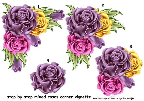Step by Step Mixed Roses Corner Vignette 3
