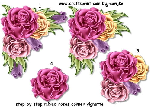 Step by Step Mixed Roses Corner Vignette 4