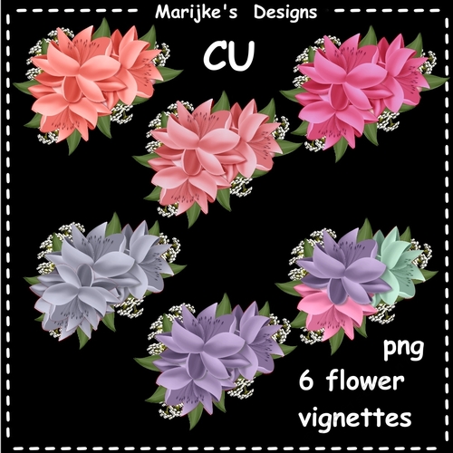 CU Flower Vignette  6 colors