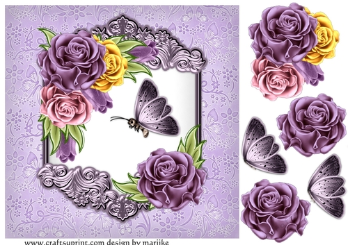 Vintage frame & flowers Quick card