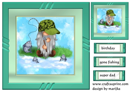  Male Card  Topper Fishing