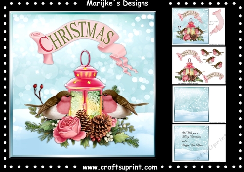 Cute Christmas Robins & Lantern  Mini Kit