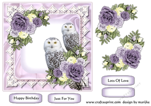 Birthday Owls & Roses Quick Card