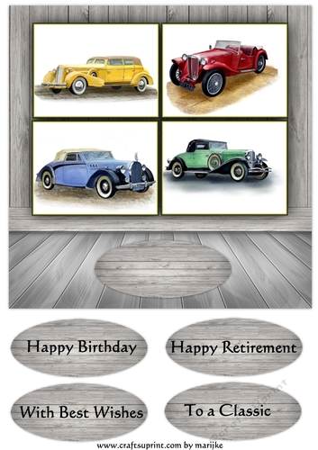 Male Card Topper Classic Cars