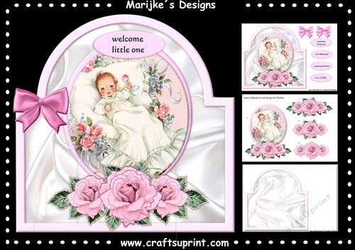Shaped Card Vintage Baby Girl