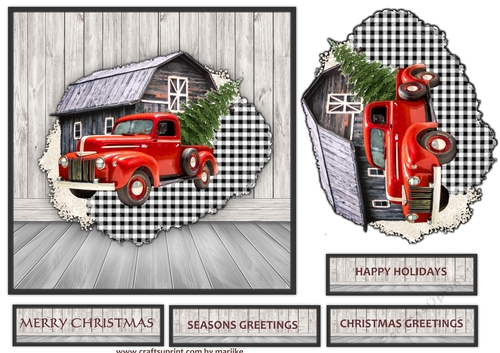 Christmas Male Card Truck  Topper