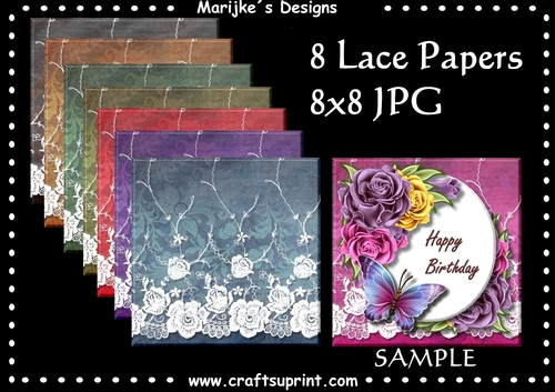 8 Lace Papers Winter Colors CU