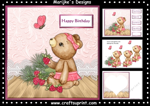Cute Teddie Birthday Baby Girl Mini Kit