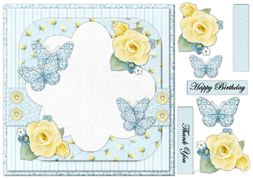 Birthday  Roses & Butterflies