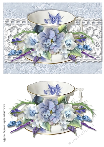 Quick Card A5 Vintage Roses Tea Time
