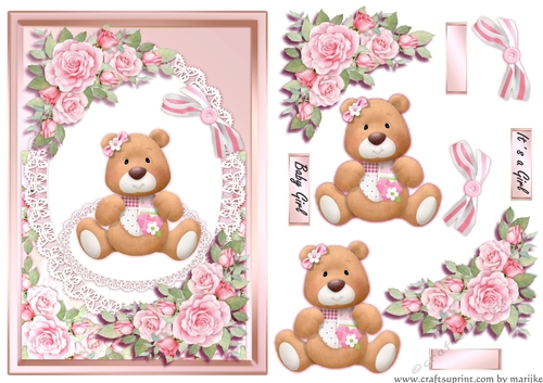 A5 Teddie bear In Pink