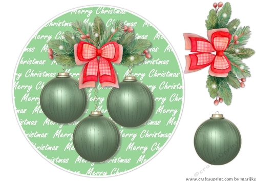 Topper Christmas Baubles, Round topper