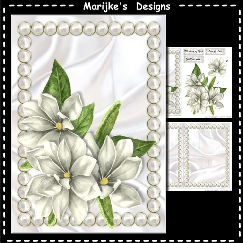 A5 Pearl Frame Silver  Magnolias