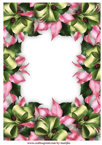 A4 Christmas Pink Poinsettias