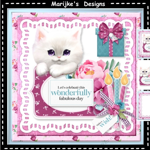 Birthday Kitten  fabulous Day 8x8 Mini Kit