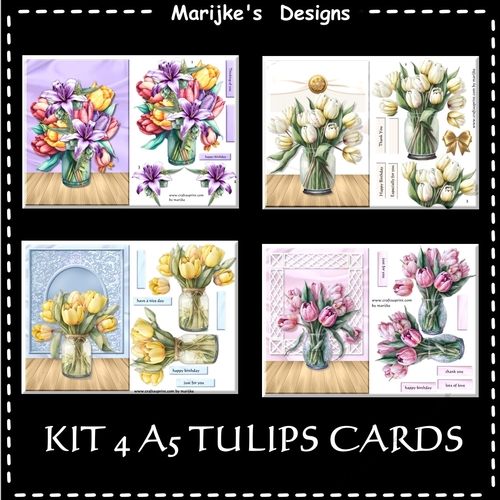 Kit 4 Tulips Cards A5