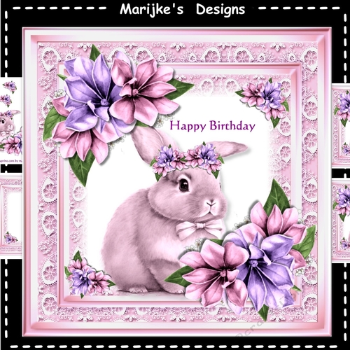 Cute Birthday Bunny  In Pink  Mini Kit