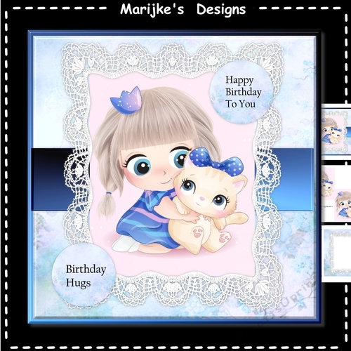 Cute Girl Kitten Mini Kit 7x7
