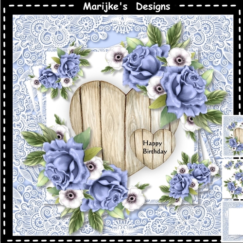 Wooden Heart and Roses Mini Kit