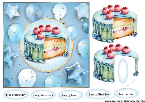 Birthda Balloons and Cake 1 Quick card