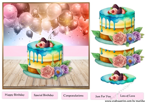 Birthday Cake Bright Color Quick Card