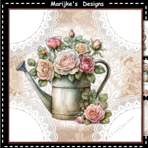 Vintage watering Can & Roses Mini Kit