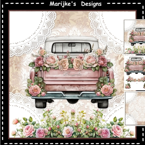 Vintage Truck & Roses Mini Kit