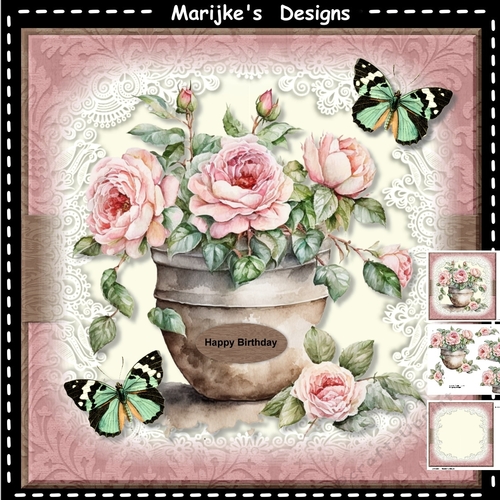 Flowerpot Vintage Roses mini Kit