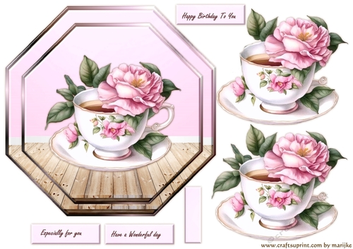  Octagon Birthday Teacup Vintage