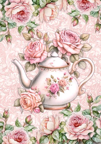 A4 Vintage Roses  Tea pot
