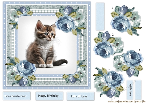 Beautiful Kitten & Vintage Roses 2 