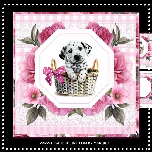  Puppy in basket Birthday Girl  Mini Kit