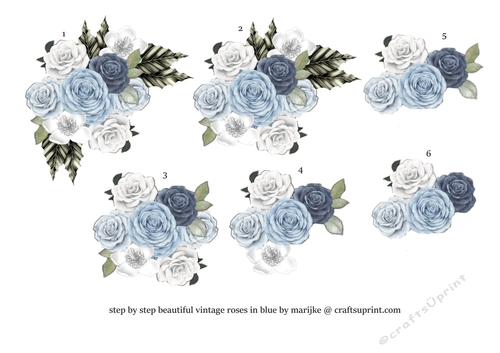 Step By Step Vintage Roses In Blue