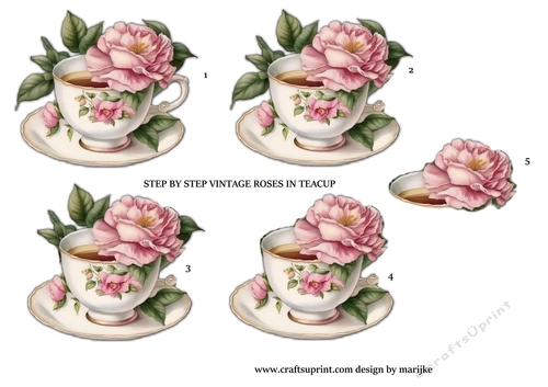 Step By Step Vintage Roses InTeacup