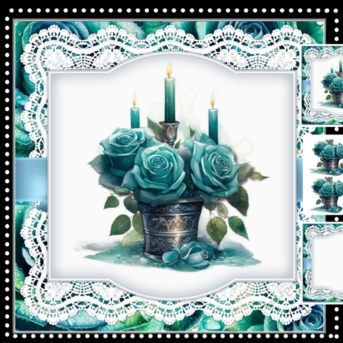 Teal Roses & Candles Mini kit