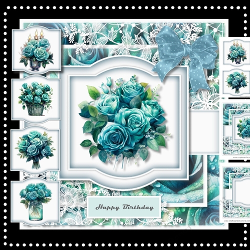 Teal Roses Various Toppers Mini Kit