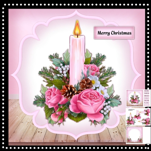  Christmas Candle & Roses  Mini Kit