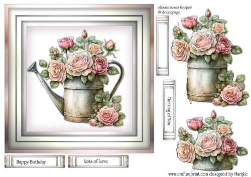 Classic Roses Wateringcan Quick Card