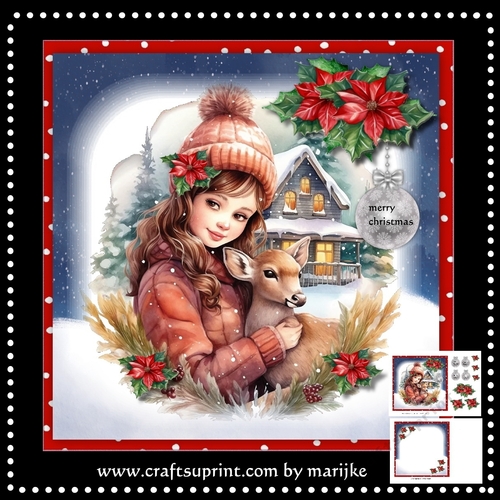 Winter Girl & Baby Deer