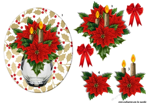 Oval Topper Poinsettias Bouquet