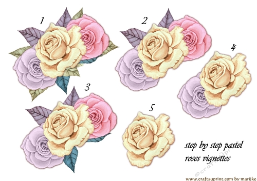 Step by Step pastel Roses Vignette