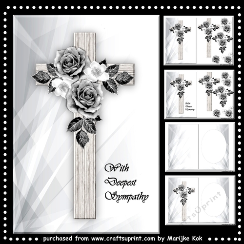 A5  Sympathy Cross & Roses