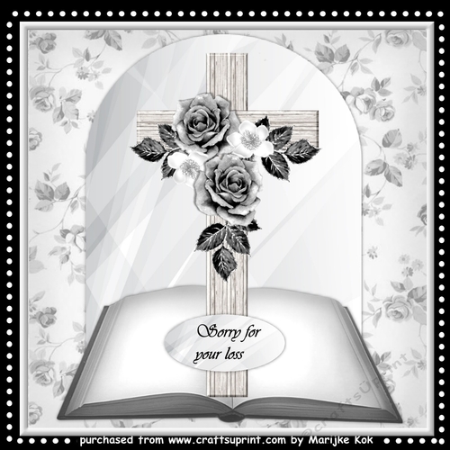 8X8  Sympathy Cross & Roses